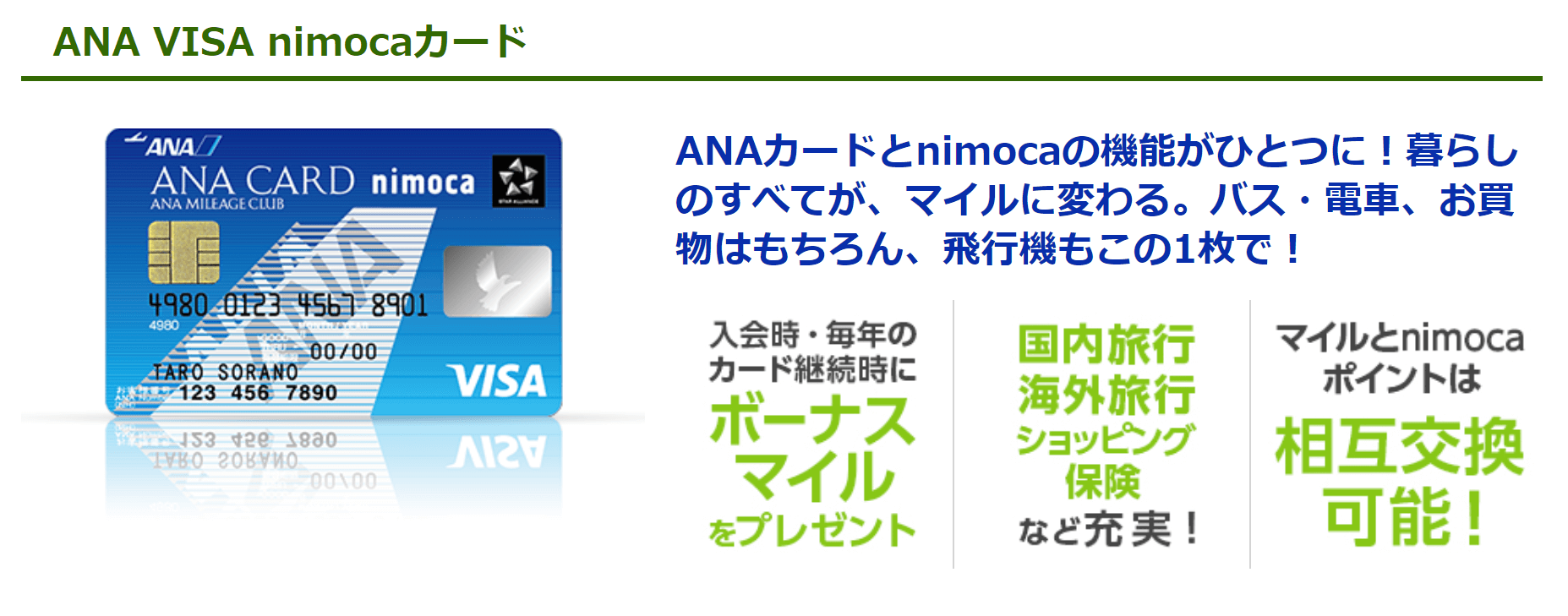 ANA VISA nimocaカードが誕生