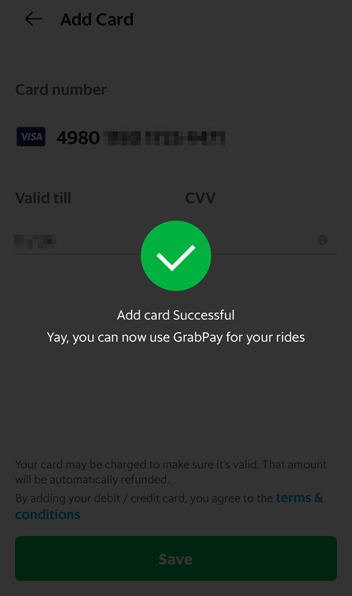 GRABにクレジットカードを登録する方法